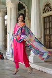 Gosriki Women'S Cotton Blend Straight Solid Kurta With Pant & Dupatta (Kisori Pink-Nw-Gs_L_Pink_Large),Pink,,B0CQPJNCMR