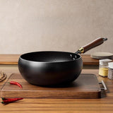 MERISHOPP Nonstick Wok Flat Bottom 9.45inch Chinese Wok for Restaurant Camping Kitchen