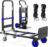 3-in-1 Folding Hand Trucks, 600Lbs Convertible Hand Truck Dolly, Heavy Duty Convertible Dolly with Retractable Handle and 4 Rubb