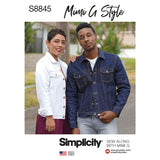 Simplicity Pattern S8845 Unisex Jean Jacket Sewing Pattern Kit by Mimi G Style, Code 8845, Sizes XSXL