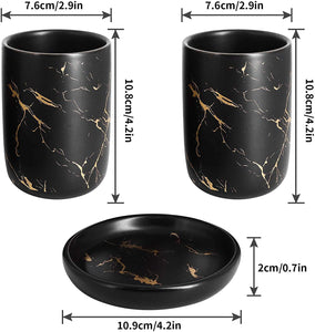 Qulable Black Bathroom Accessories Set Complete, 4 Pcs Ceramic Bathroom Decorations Accessories Sets Includes Lotion Dispenser,