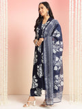 Anni Designer Women'S Rayon Viscose Anarkali Printed Kurta With Pant & Dupatta (Jasiwal Blue-Vks02_5Xl_Blue_Xxxxx-Large),Blue,5XL,Rayon Blend,Classic,