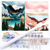 BAISITE Paint by Numbers Kit for Adults Beginners,12 Wx16 L 2 Pack Canvas for Painting Kits for Adults in Colorful Box-Sunset La