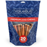 ValueBull Bully Sticks for Dogs, Thick 6 Inch, 25 Count - All Natural Dog Treats, 100% Beef Pizzles, Single Ingredient
