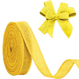 JaoZuyard Yellow Gold Burlap Ribbon 1 inch X 20 Yard Natural Linen Woven Ribbon DIY Handmade Wired Edging Production Wreath Holi