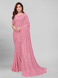 Pratham Blue Womens Sequins Georgette Fancy Saree With Blouse Piece (Pb-244_Peach Pink)