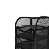 Neomate 3-Drawer Metal Mesh Desk Organizer with Top Tray | Multi-Purpose Stationery and Document Storage for Home & Office | Bla
