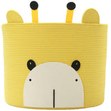 Bear Animal Basket, Large Cotton Rope Storage Basket, Woven Laundry Hamper, Cloth Storage Bin for Clothes in Bedroom, Yellow Gir