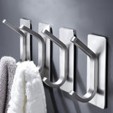 DELITON Adhesive Towel Hooks for Bathroom - 4 Pack Heavy Duty Stick on Wall Hooks, Waterproof Robe/Coat Hangers for Kitchen, Sho