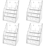 MaxGear Acrylic Brochure Holder 8.5 x 11 inch, 4 Tier Clear Literature Organizer Magazine Stand Display with Removable Divider f