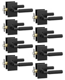 Asidrama 8 Pack Privacy Black Door Handles, Door Lever with Door Knobs Indoor for Bedroom or Bathroom, Heavy Duty Door Handles I