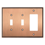 Henne Bery Soft Modern Decorative Wall Plate Switch Plate Outlet Cover (Double Toggle/Single Decorator, Antique Copper)