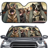 Suhoaziia Cute Dogs Driving Print Auto Windshield Sun Shade Foldable Car Front Window Sunshade for Car Interior Decors, Universa