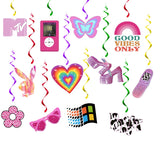 24Pcs Y2k 2000s Pink Party Swirl Decorations Hanging Spiral Decor Whirl Streamers Rainbow Hearts Ceiling Streamers Y2k Spiral Fa
