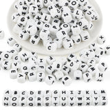 HHCFAST 130Pcs 12mm White Square Silicone Letter Beads A-Z, Cube Alphabet Silicone Beads for Keychain Making, Ideal for Necklace