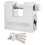 Britanium BRX74 Heavy Duty Container Lock  with 5 Keys - 12 mm Cut Resistant Shackle, Weatherproof Nickel Plated Body | High Se