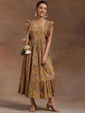 Libas Women'S Cotton Fit And Flare Midi Casual Dress (29160_Mustard Mustard M