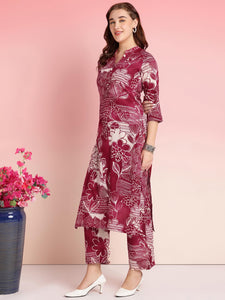 Gosriki Women'S Rayon Blend Straight Printed Kurta With Pant (Tomsk Maroon-Vks01-Gs_S_Maroon_Small),Maroon,,B0DRNMZ18G