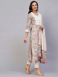 Gosriki Women'S Cotton Blend Straight Printed Kurta With Pant & Dupatta (Spring Green-Gs_S_Green_Small),Green,,B0C2PJFFCV