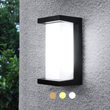 Sytmhoe Modern Outdoor Wall Lights,24W-LED Exterior Wall Sconce Light Fixtures,3-Color-Changeable Wall Mounted Lamps,Matte Black