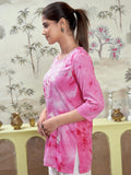 Sanisa Women'S Rayon Chikankari Embroidery Short Length Straight Kurti (479K285N-Xxl_Pink)
