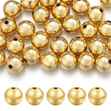 Chuyau 30pcs 8mm 18k Gold Filled Spacer Beads for Jewelry Making Seamless Smooth Metal Brass Beads for DIY Bracelets Necklace Ea