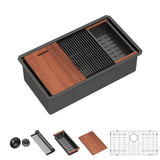 Lordear Matte Black Kitchen Sink 33 Undermount Kitchen Sink 33X19 Inch Ledge Workstation16 Gauge Stainless Steel Single Bowl Und