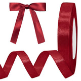 Luomorgo 1/2 Inch Satin Ribbon, 25 Yards Burgundy Satin Ribbon, Fabric Ribbon for Gift Wrapping, Flower Bouquet, DIY Craft, Sewi