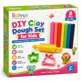 Salvus APP SOLUTIONS DIY Clay Dough Set for Kids 8 Multicolor Clay Bars, 1 Roller & 2 Moulds | Safe & NonToxic Craft Kit for