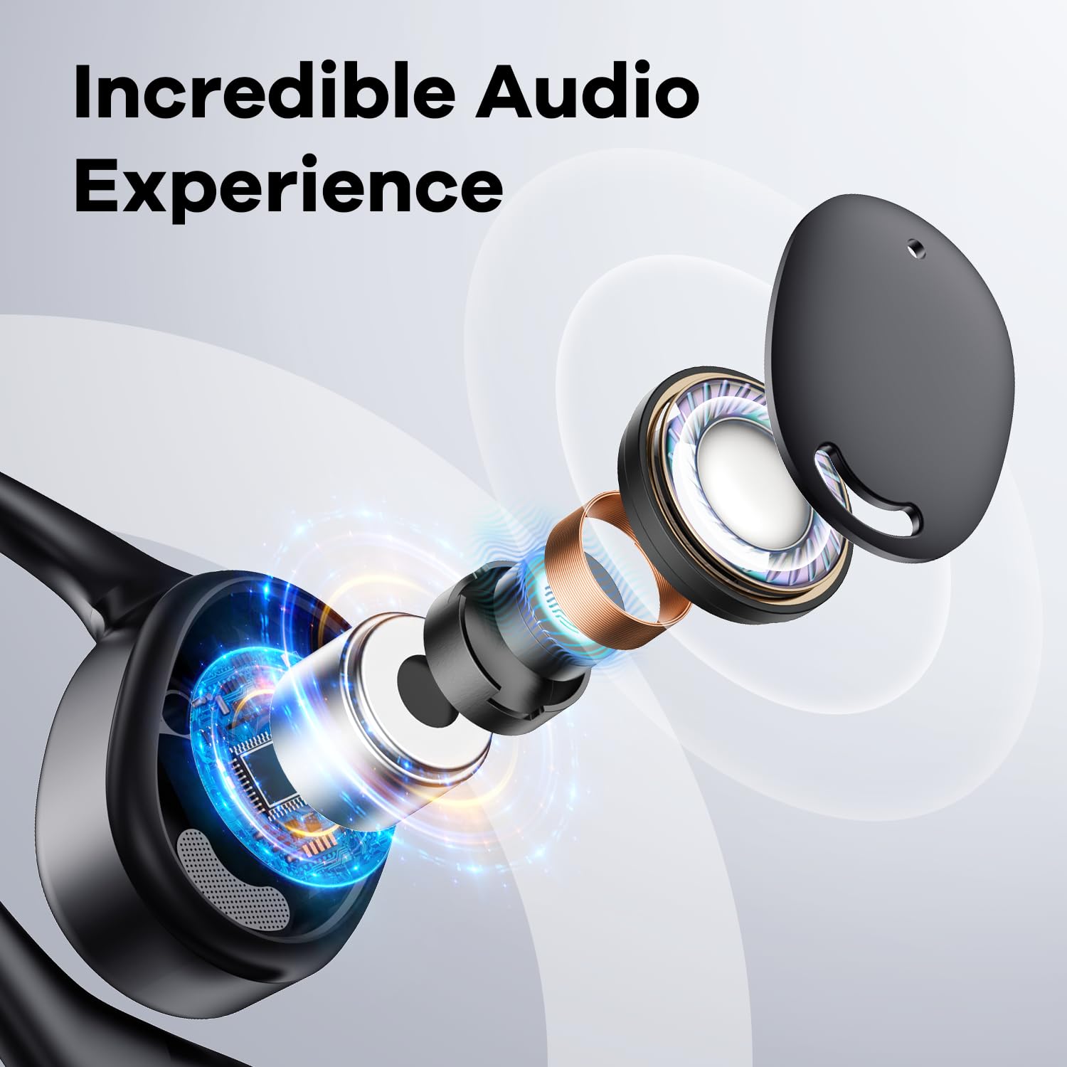 EXECCZO Open Ear Headphones - AirFlow Pro Bluetooth 5.3 Earbud Wireless Earphones Headset for Running and Outdoor Activities wit