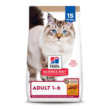 Hill's Science Diet Adult 1-6, Adult 1-6 Premium Nutrition, Dry Cat Food, No Corn, Wheat, Soy Chicken & Brown Rice Recipe, 15 lb