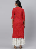 Gosriki Women'S Cotton Bandhani Regular Kurta With Sharara (Saina Myt-Red_Xxl Xx-Large),Red,2,B08QDBDDFL