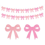 PEUTIER Pink Bow Garland Banners, Pre-Strung Decorations for Birthday, Bachelor, Baby Shower Party, Medium