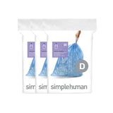 simplehuman Code D 60 Count, Genuine Custom Fit Liners, Drawstring Trash Bags in Dispenser Packs, 20 Liter / 5.3 Gallon, Blue