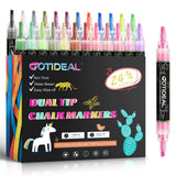 GOTIDEAL Chalk Markers Dual Tips,Erasable Liquid Chalk Marker for Blackboard,Washable Chalk Pens for Auto,Car,Glass,Mirror,Chalk
