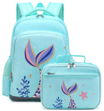 JIANYA Backpack for Girls, Preschool Kindergarten Kids School Bag Girls Backpack with Lunch Box & Chest Strap, 15 Tall, Light Bl