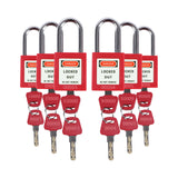 MasdunLoto Lockout Tagout Locks Set - 6 Red Loto Locks, Keyed Different, 2 Keys Per Lock, OSHA Compliant Lock Out Tag Out Padloc
