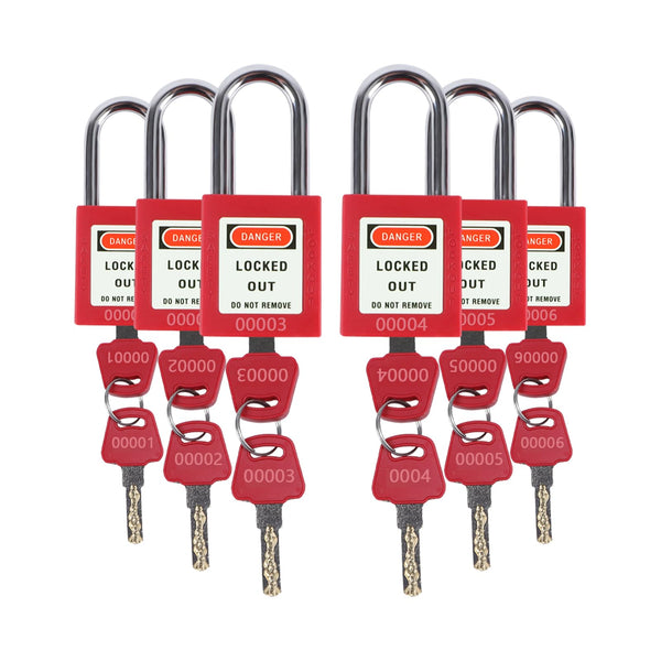 MasdunLoto Lockout Tagout Locks Set - 6 Red Loto Locks, Keyed Differen ...