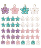 40Piece Flower Charms for Jewelry Making, DIY Jewelry Accessories Set with 4 Equal Colors for Symmetrical Bracelets Necklaces a