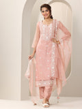 Libas Women'S Organza Kurta Sets (99411_Peach_L)