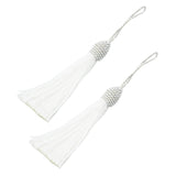 Makhry 20pcs 6 Inch White Silky Floss Tassels with 2-Inch Cord Loop and Small Chinese Knot for DIY Craft Accessory