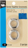Dritz 70965 Heavy Duty Screw Together Round Grommet, Nickel, 15mm 2Sets,Silver
