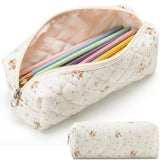 Paterr Aesthetic Floral Makeup Bag Travel Cosmetic Bag for Women Gift Christmas Portable Quilted Makeup Pouch Cotton Pencil Case