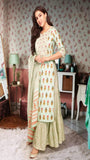 Anni Designer Women'S Cotton Blend Straight Printed Kurta With Sharara & Dupatta (Pato-Nw-Green_M_Green_Medium),Green,M,Cotton Blend,Straight,Dupatta, Kurta