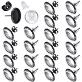 200 Pieces Stud Earring Kit, Including 50 Pieces 12 mm Stainless Steel Blank Stud 50 Rubber Back, 50 Pieces 12 mm Clear Glass Ca