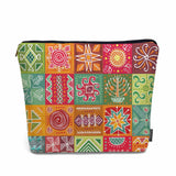 Kalygon Mexican Floral Makeup Bag For Women, Adorable Cosmetic Bag Makeup Bags, Tribal Ethic Checkered Plaid Zipper Bag Travel B