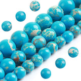 Filluck Natural Stone Beads 6mm Sea Blue Jasper Polished Round Smooth Gemstone Beads for Jewelry Making Adults 15 Inch(Sea Blue 