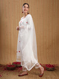 Gosriki Women'S Cotton Blend Embroidered Straight Kurta With Pant & Dupatta (Motira White-Gs_M_White_Medium),White,,B0D1MQRP22