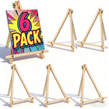 XCMVCN 6 Pack 9 Inch Wood Easels, Tabletop Painting Easel Stand for Canvas, Photo & Sign Display - Portable Tripod Art & Craft E