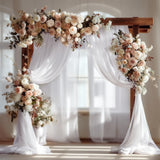 Wedding Arch Draping Fabric, White Sheer Backdrop with Floral Decor, Indoor Ceremony Party Ceiling Decoration (White-1PC)
